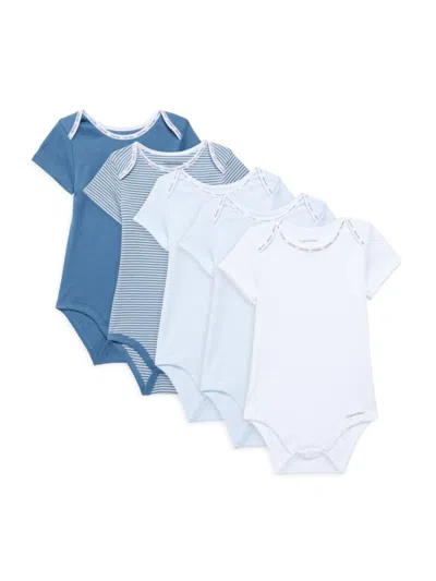Calvin Klein Baby Boy's 5-pack Logo Trim Cotton Bodysuit In Blue