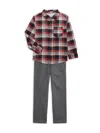 Calvin Klein Baby Boy's & Little Boy's 2-piece Plaid Shirt & Pants Set In Red Plaid Charcoal