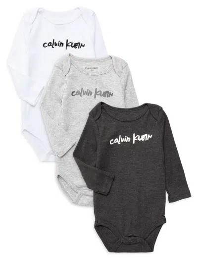 Calvin Klein Baby Boy's Logo Bodysuit Set In Grey Multi