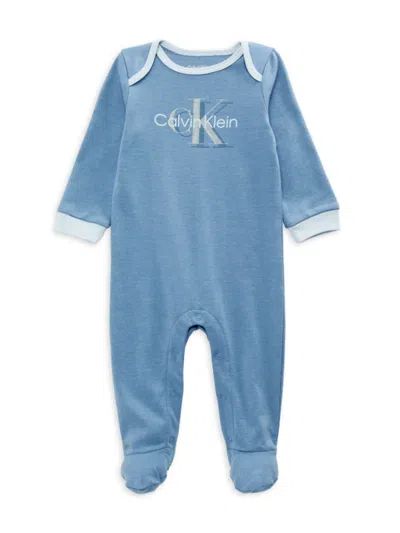 Calvin Klein Baby Boy's Logo Footie In Blue
