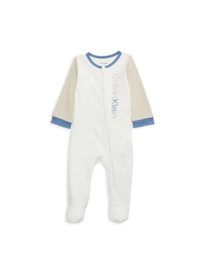 Calvin Klein Baby Boy's Logo Footie In White Multi