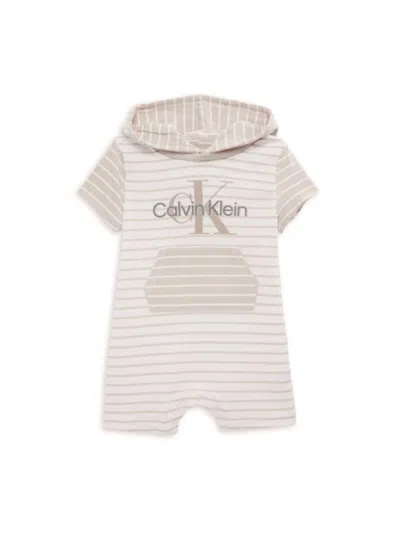 Calvin Klein Baby Boy's Logo Hooded Romper In Taupe