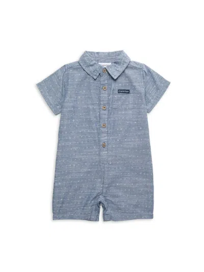 Calvin Klein Baby Boy's Logo Print Shortalls In Blue