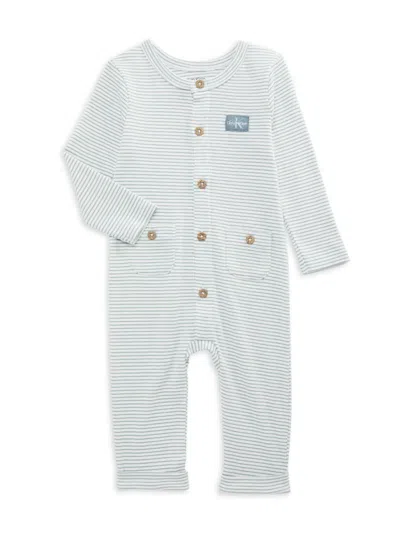 Calvin Klein Baby Boy's Striped Coverall In Pale Blue
