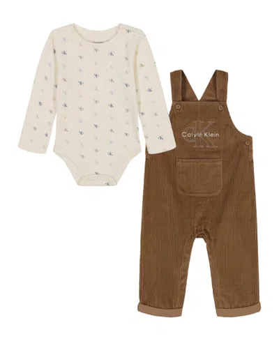 Calvin Klein Baby Boys 2-piece Bodysuit And Overall Set In Multi