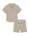 Calvin Klein Baby Boys 2-piece Gauze Cabana Button Front Shirt And Drawstring Shorts Set