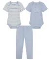 Calvin Klein Baby Boys 3-piece 2 Short Sleeve Bodysuits And Blue Fog Joggers Set In Blue Fog,ice Melt,marshmallow