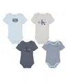 Calvin Klein Baby Boys 4-pack Short Sleeve Bodysuits Set In Multi