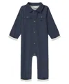 Calvin Klein Baby Boys Long Sleeve Button-front Coverall In Blue