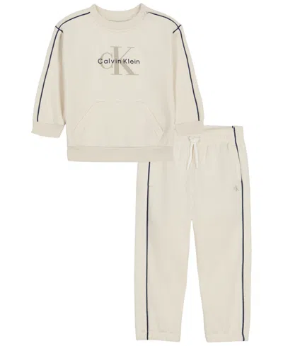 Calvin Klein Baby Boys' Long-sleeve Sweatshirt And Pants, 2-piece Set In Neutral