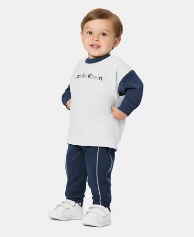 Calvin Klein Baby Boys' Long-sleeve Top And Pants, 2-piece Set In Multi