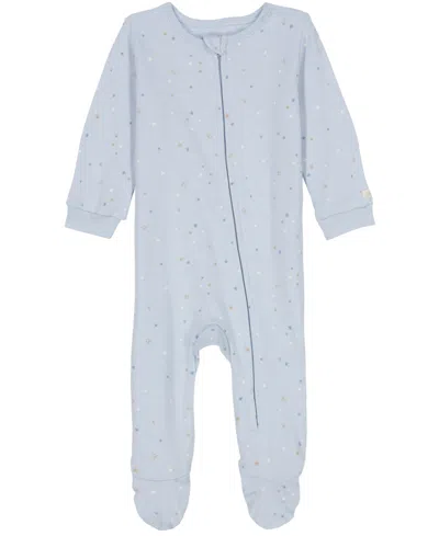 Calvin Klein Baby Boys Printed Knit Footed Zip-up Coverall In Light Blue