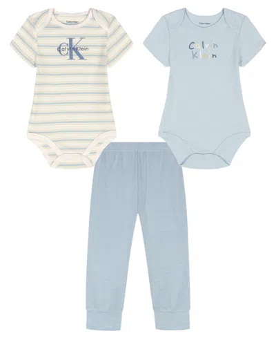 Calvin Klein Baby Boys' Short-sleeve Bodysuit And Jogger Pants, 2-piece Set In Blue