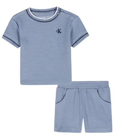 Calvin Klein Baby Boys' Short-sleeve T-shirt And Shorts, 2-piece Set In Blue