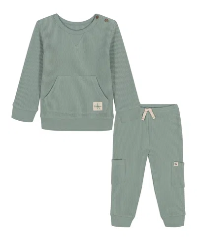 Calvin Klein Baby Boys Waffle Top And Joggers, 2-piece Set In Green