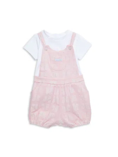 Calvin Klein Baby Girl's 2-piece Butterfly Shortall & Tee Set In Pink