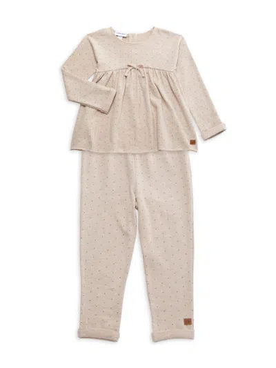 Calvin Klein Baby Girl's 2-piece Dotted Top & Pants Set In Sand Castle