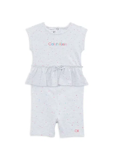 Calvin Klein Baby Girl's 2-piece Heart Print Top & Shorts Set In Grey Multi