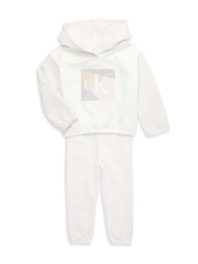 Calvin Klein Baby Girl's 2-piece Hoodie & Joggers Set In White Multi