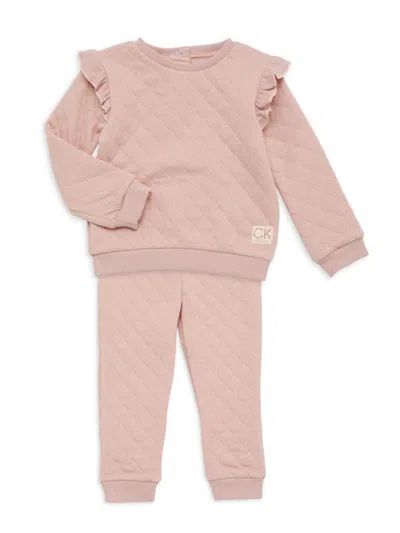 Calvin Klein Baby Girl's 2-piece Quilted Sweatshirt & Joggers Set In Pink