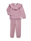 Calvin Klein Baby Girl's 2-piece Top & Joggers Set In Plum