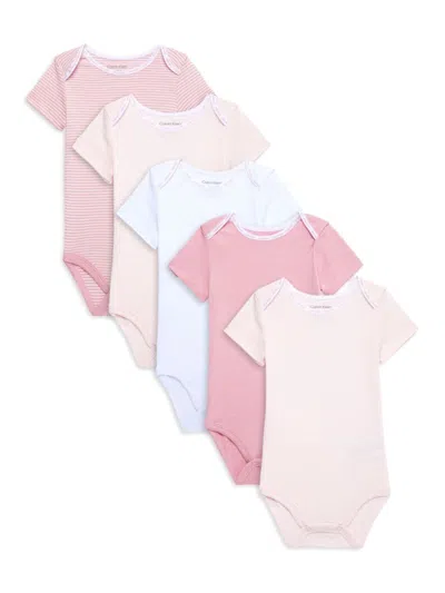 Calvin Klein Baby Girl's 5-pack Bodysuit Set In Pink Multi