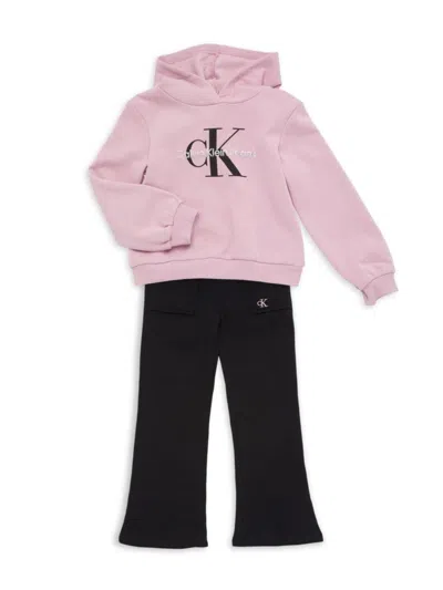 Calvin Klein Baby Girl's & Little Girl's 2-pice Logo Hoodie & Pants Set In Pink