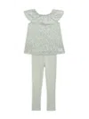 Calvin Klein Baby Girl's & Little Girl's 2-piece Printed Top & Ribbed Leggings Set In Sage
