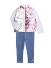 Calvin Klein Baby Girl's & Little Girl's 3-piece Colorblock Vest, Logo Top & Pants Set In Pink Silver