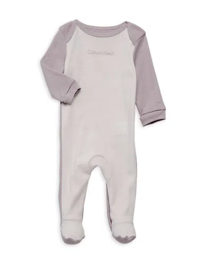 Calvin Klein Baby Girl's Colorblock Footie In Grey