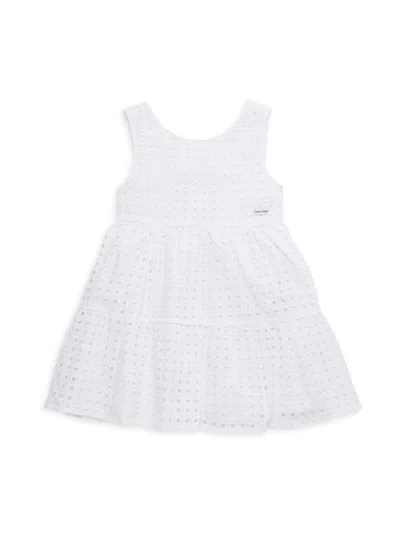 Calvin Klein Baby Girl's Eyelet Sleeveless Dress In White