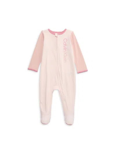 Calvin Klein Baby Girl's Logo Footie In Pink