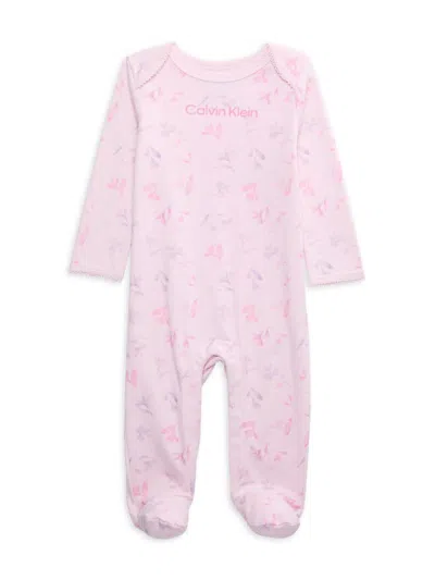 Calvin Klein Baby Girl's Print Logo Coverall In Pink