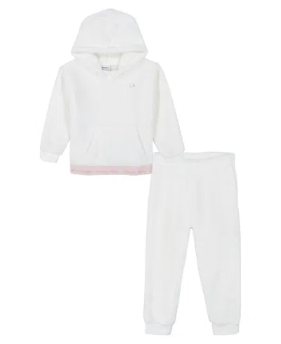 Calvin Klein Baby Girl Sherpa Logo-trim Sweatsuit In Egret