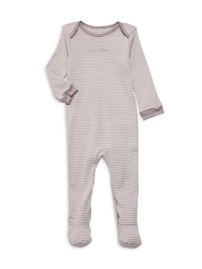 Calvin Klein Baby Girl's Striped Footie In Pink White