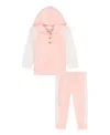 Calvin Klein Baby Girls 2-piece Color Block Hoodie And Joggers Set In Pink