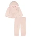 Calvin Klein Baby Girls 2-piece Long-sleeve Top And Joggers Set In Pink