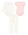 Calvin Klein Baby Girls 3-piece Ditsy Floral Bodysuits And Pant Set In Pink
