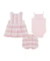 Calvin Klein Baby Girls 3-piece Striped Slub Jersey Tunic Set With Tank Bodysuit Set