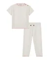 Calvin Klein Baby Girls Logo Print French Terry Tee And Pants, 2-piece Set In Chintz Rose,egret