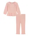 Calvin Klein Baby Girls Quilted Top And Leggings, 2-piece Set In Pink