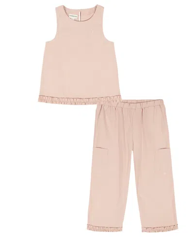 Calvin Klein Baby Girls' Sleeveless Tank Top And Pants,2-piece Set In Pink