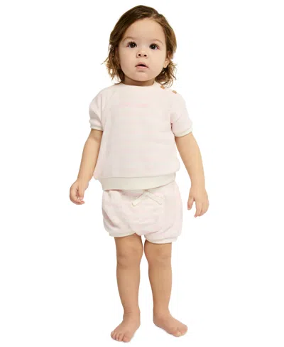 Calvin Klein Baby Girls' Top And Striped Waffle Knit Bloomer Set, 2-piece Set In Pink