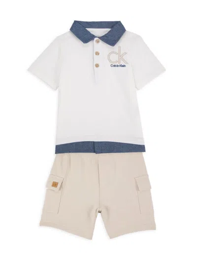 Calvin Klein Baby's Logo Two-piece Polo Shirt & Shorts Set In Multi