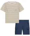 Calvin Klein Baby Striped T-shirt & Cargo Shorts, 2 Piece Set In Multi