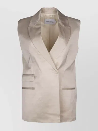 Calvin Klein Back Strap Sleeveless Jacket In Neutral