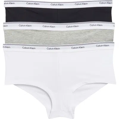 Calvin Klein Balance Assorted 3-pack Boyshorts In Black/grey/white