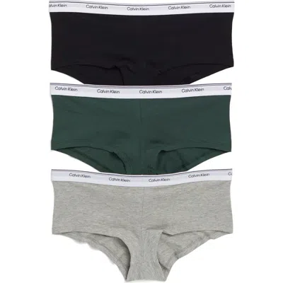 Calvin Klein Balance Assorted 3-pack Boyshorts In Gpi Black/grey