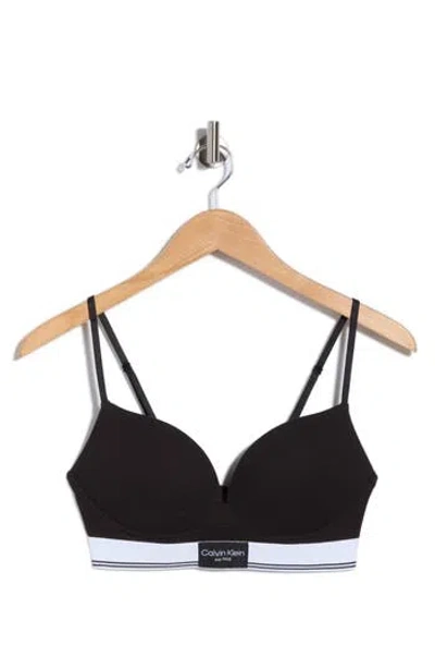 Calvin Klein Balance Rib Push Up Plunge Bra In Black