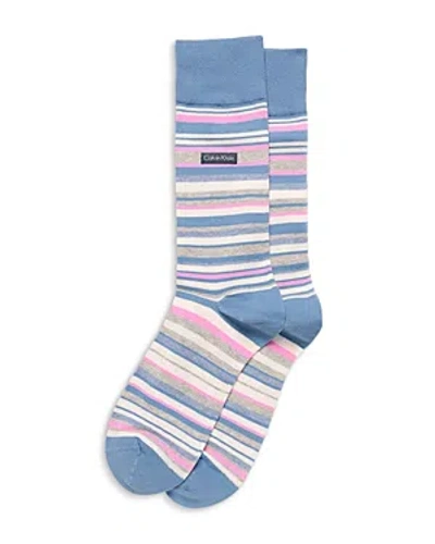 Calvin Klein Barcode Multistripe Socks In Blue